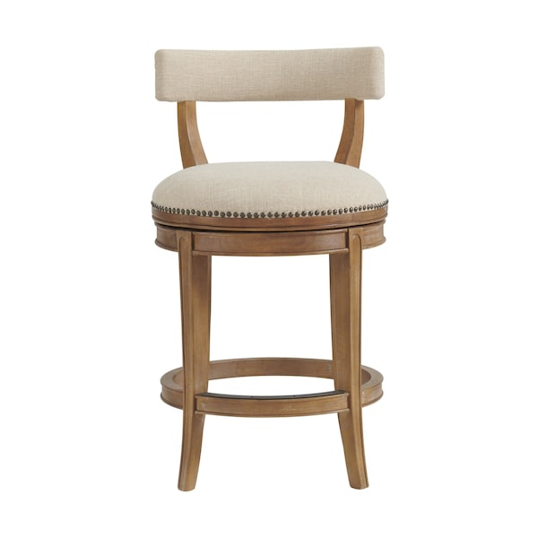 Hanover Swivel Counter Height Bar Stool, Weathered Brown And Beige, 2PK